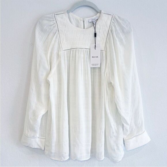 REISS NWT MARCIA LADDER INTEREST BLOUSE in White/Cream Size 8 - Picture 7 of 11